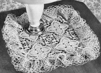 Flower Patch Square Ruffled Doily Crochet Pattern 14"
