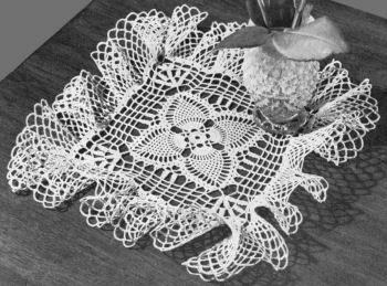 Pineapple Trellis Square Ruffled Doily Crochet Pattern 8 1/2"