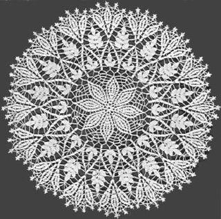 Flower and Fern Doily Crochet Pattern 16"
