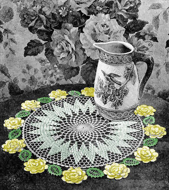 Rose Circle Doily Crochet Pattern 15"