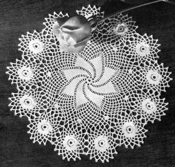Rose Whirl Doily Crochet Pattern 9"