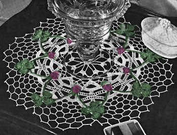 Clover Shamrock & Flower Doily Crochet Pattern 14"