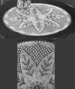 Flower Leaf Round Doily Knitting Pattern 17"