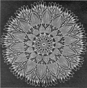 Floral Wheel Round Doily Knitting Pattern 15"