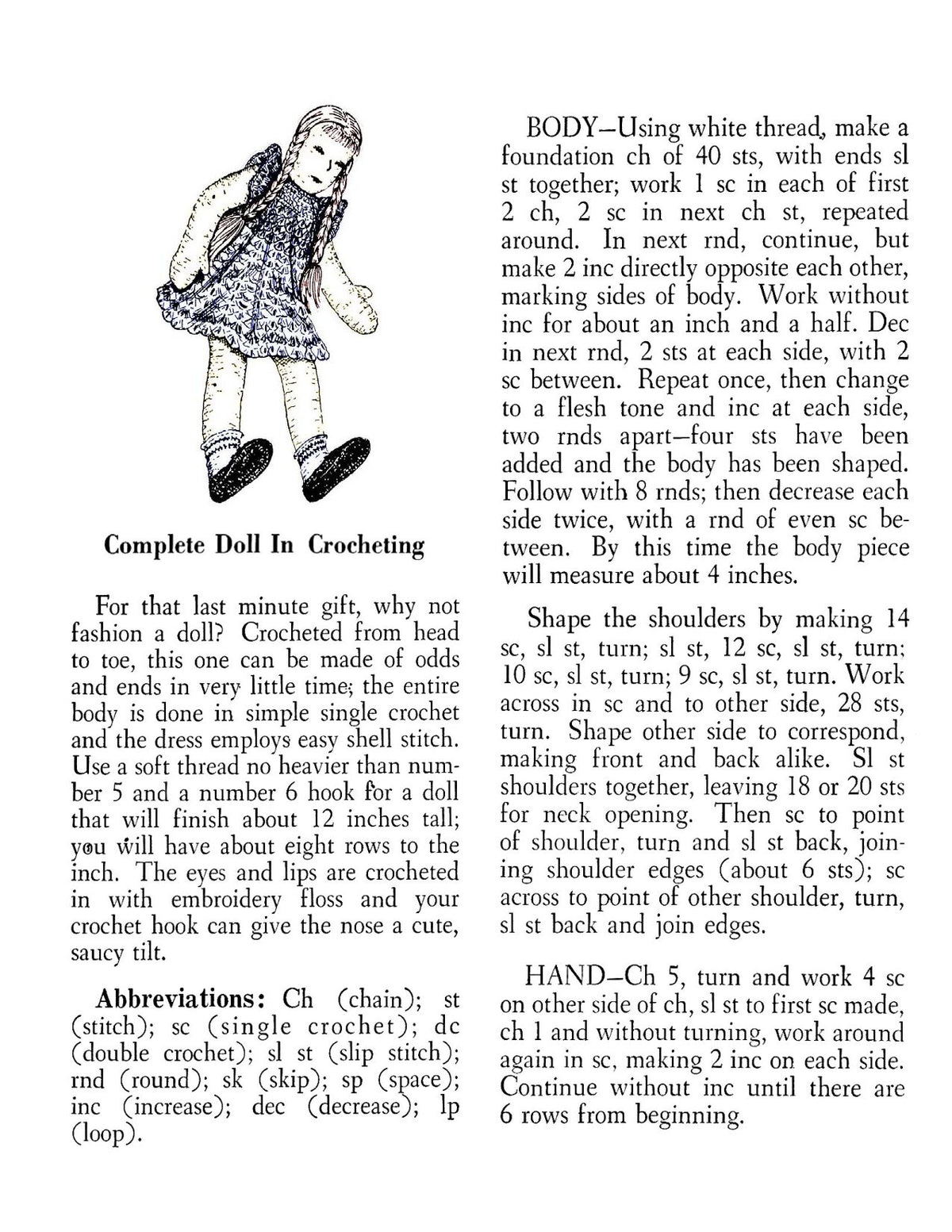 Rag Doll & Dress Crochet Pattern
