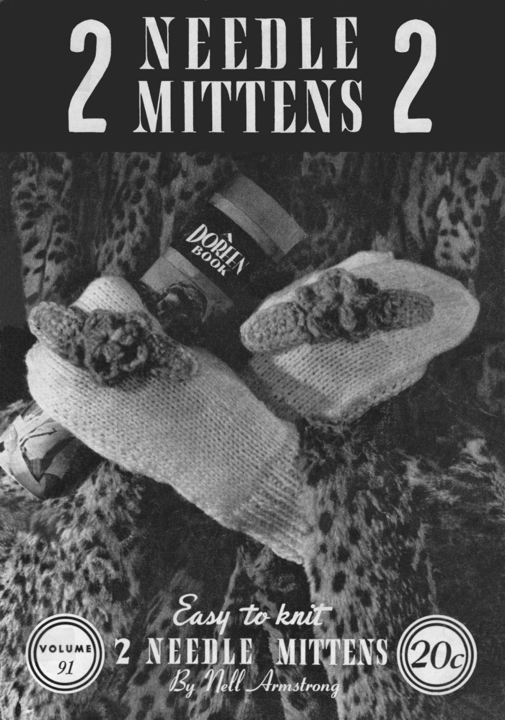 2 Needle Mittens Vintage Knitting Patterns Book