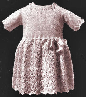 Girls Dress with Lacy Skirt Knitting Pattern Sz 3