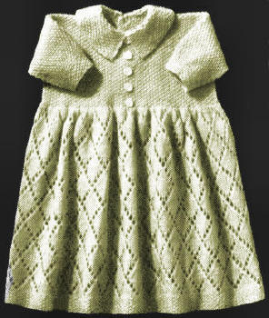 Baby Dress with Patterned Skirt Knitting Pattern