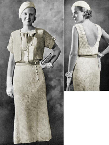 Sun Back Dress, Bolero & Beret Crochet Pattern 34-36