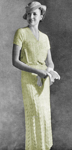 One or Two-Piece Lace Dress Knitting Pattern Bust 34