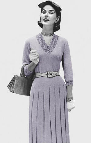 Pleated Dress Knitting Pattern Bust 36-40
