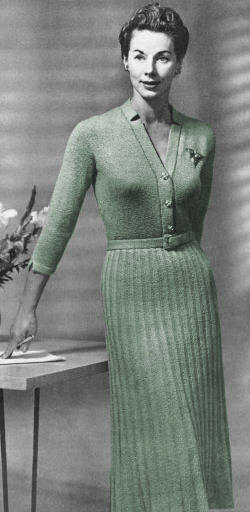 Ribbed Dress Knitting Pattern Bust 38-42