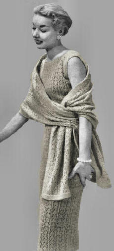 Sleeveless Dress & Stole Knitting Pattern 32-36