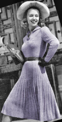 Dress with Flared Skirt Knitting Pattern Bust 35