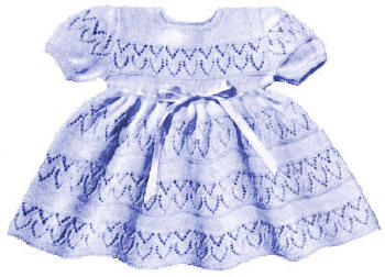 Baby Dress with Patterned Stripes Knitting Pattern