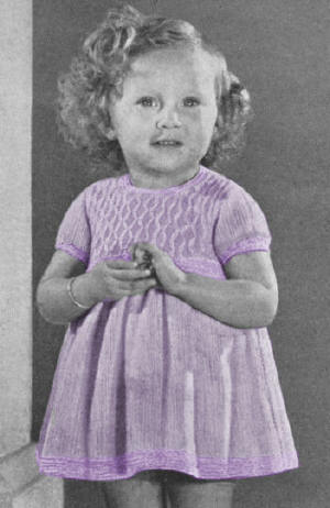 Girls Dress with Patterned Yoke Knitting Pattern Sz 2