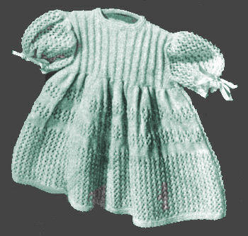Baby Dress in Two Pattern Stitches Knitting Pattern