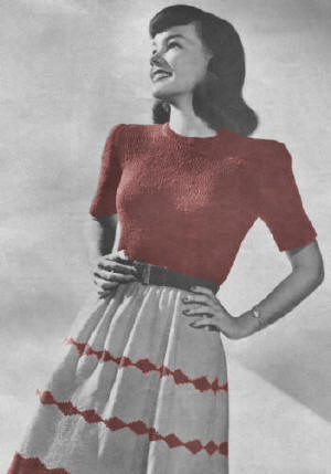 Dress with Patterned Skirt Knitting Pattern Bust 32-38