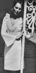 Low V-Neck Dress with Bead Edging Knitting Pattern Bust 32-38