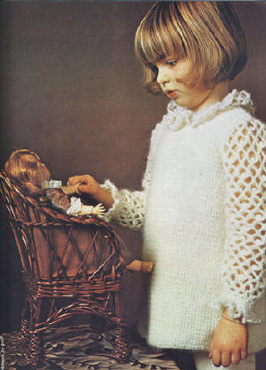 Girls Lacy Sleeve Dress Crochet Pattern Sz 4-6