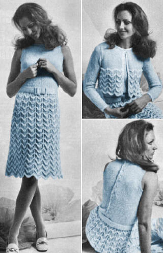 Sleeveless Dress & Jacket Knitting Pattern Bust 32-39
