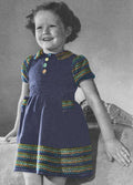 Girls Dress with Coloured Edging Knitting Pattern 6-12