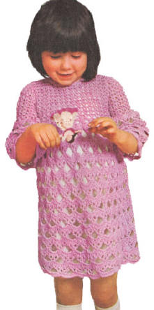 Girls Lacy Party Dress Crochet Pattern Sz 3-10