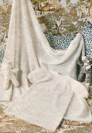 Baby Dress & Shawl Knitting Pattern Sz Birth-8 months