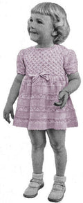 Baby Girls Dress with Smocked Yoke Knitting Pattern