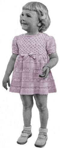 Baby Girls Dress with Smocked Yoke Knitting Pattern