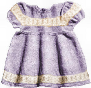 Baby Dress with Patterned Hem & Yoke Knitting Pattern