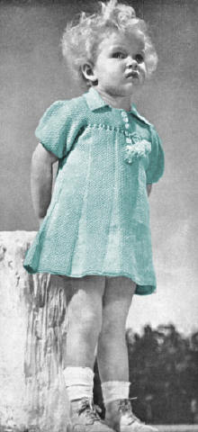Girls Moss Stitch Dress Knitting Pattern Sz 3-4