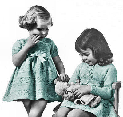 Baby Girls Dress & Cardigan Knitting Pattern