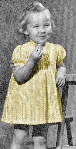 Girls Lace Dress with Smocked Yoke Knitting Pattern Sz 2 & 4