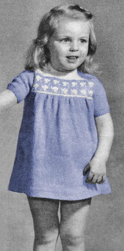 Girls Dress with Fair Isle Yoke Knitting Pattern Sz 2-6