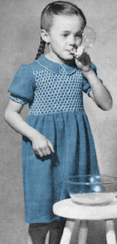Girls Dress with Smocked Bodice Knitting Pattern Sz 2-6