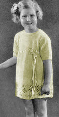 Girls Dress with Lace Hem Knitting Pattern Sz 4-5