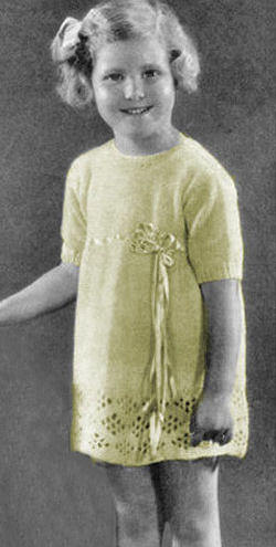 Girls Dress with Lace Hem Knitting Pattern Sz 4-5