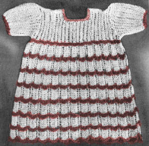 Girls Dress with Ripple Stripes Knitting Pattern Sz 4
