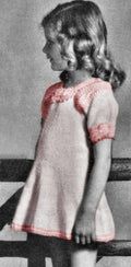 Girls Flared Dress with Bows Knitting Pattern Sz 6