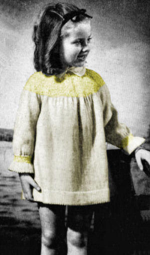 Girls Dress with Smocked Yoke Knitting Pattern Sz 4