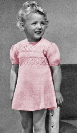 Girls Dress with Patterned Yoke Knitting Pattern Sz 2