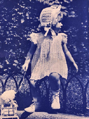 Girls Dress & Bonnet Crochet Pattern Sz 2 - 3