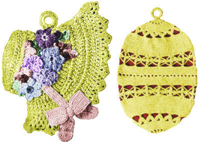 Easter Bonnet & Egg Trivets or Pot Holders Crochet Pattern