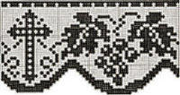 Cross & Grapes Edging Filet Crochet Pattern