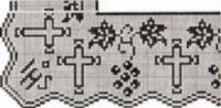 Cross, IHS & Grapes Edging Filet Crochet Pattern