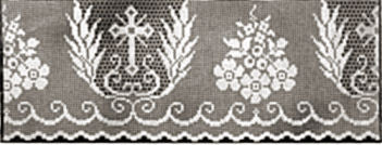 Cross, Wheat & Roses Edging Filet Crochet Pattern
