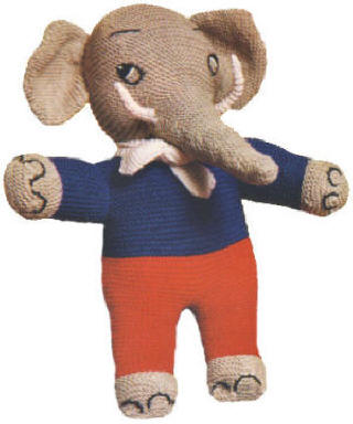 Circus Elephant Doll Stuffed Toy Knitting Pattern 18"