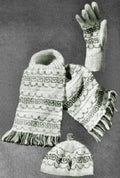 Fair Isle Calot Hat, Gloves & Scarf Knitting Pattern