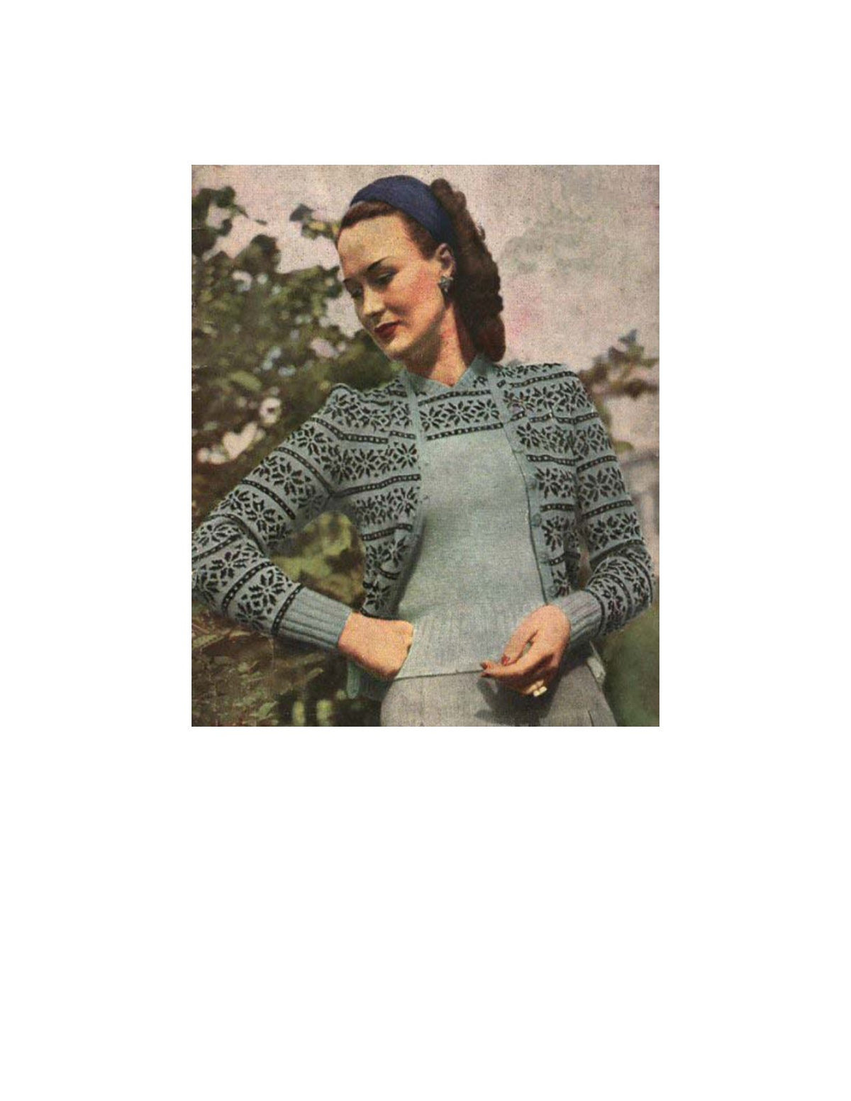 Fair Isle Sweater Twin Set Knitting Pattern 34-36